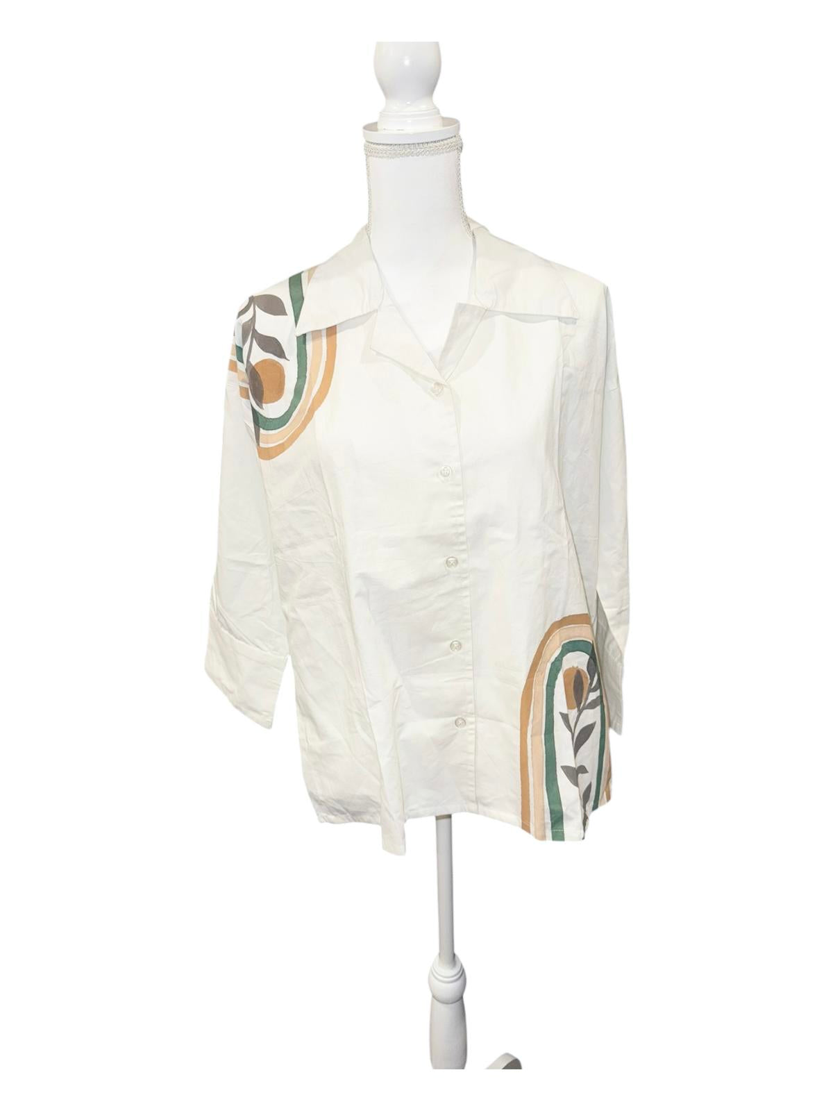 New Nazila Couture Women's White Button-Up Blouse, size small