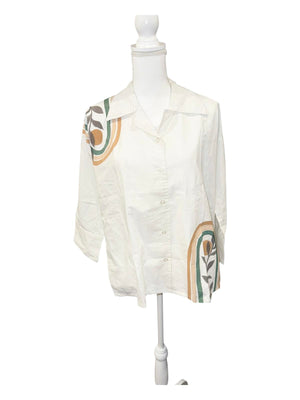 New Nazila Couture Women's White Button-Up Blouse, size small