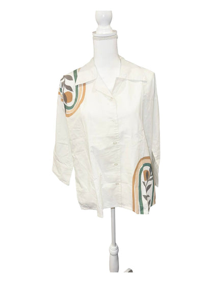 New Nazila Couture Women's White Button-Up Blouse, size small
