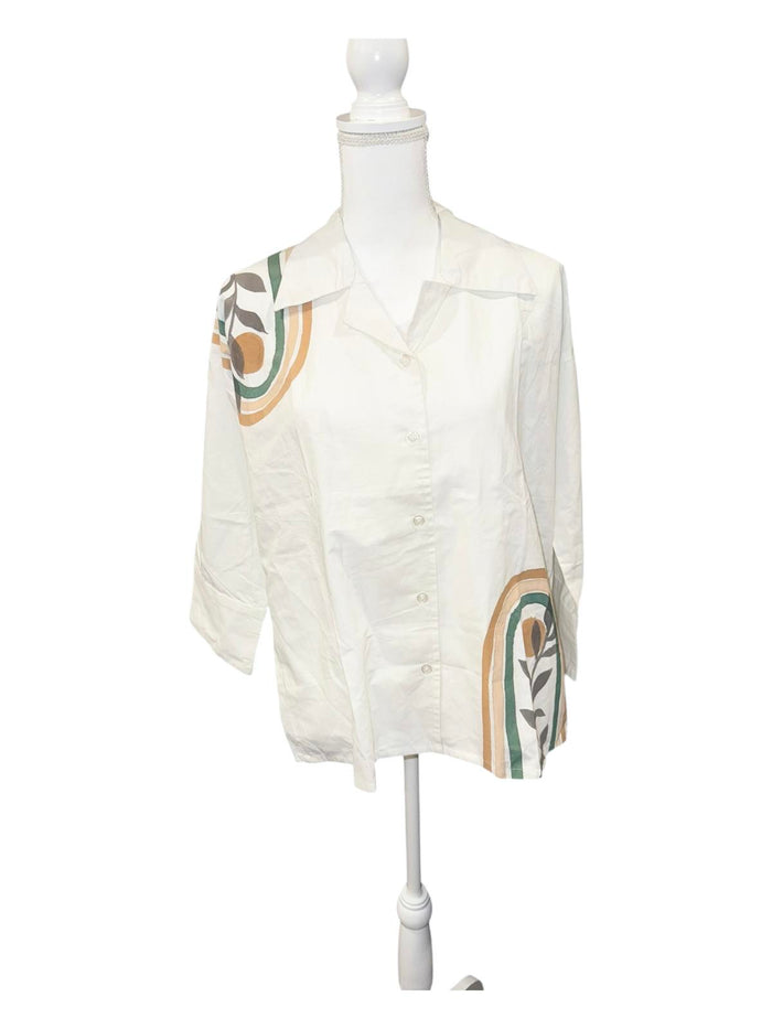 New Nazila Couture Women's White Button-Up Blouse, size small