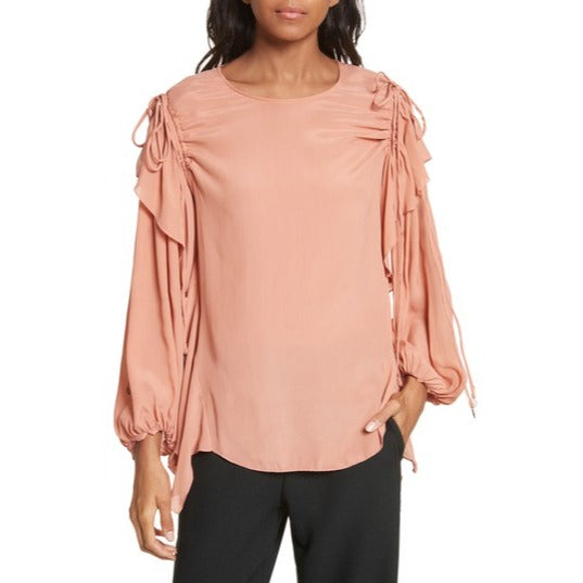 See by Chloe Balloon Sleeve Top (Past Rose) Women's Blouse, Size 2 oversized