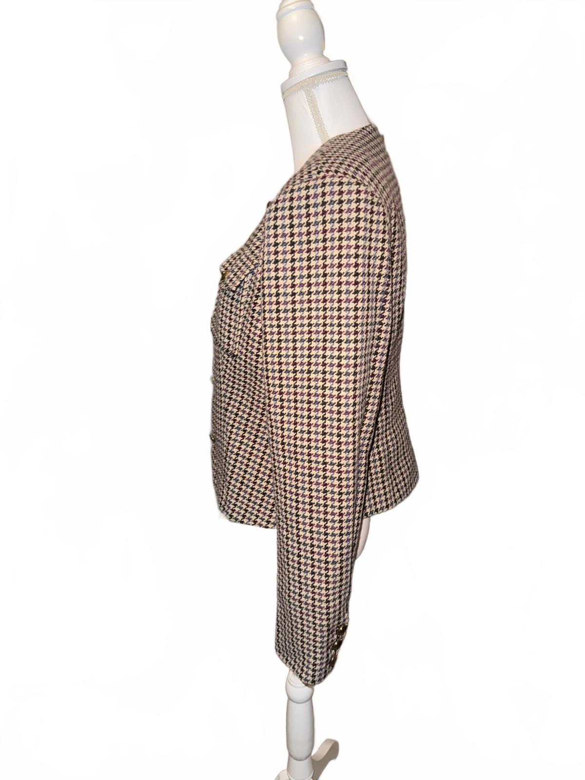 New Ronny Kobo Houndstooth Pattern Blazer Jacket with Gold Buttons