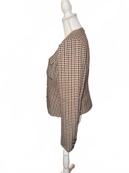 New Ronny Kobo Houndstooth Pattern Blazer Jacket with Gold Buttons