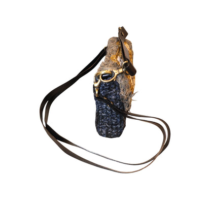 Lorenza Gandaglia Handmade Italy Crochet Bear Crossbody Bag With Leather Strap