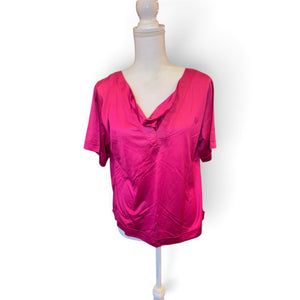 Christian Dior Womens Fuchsia Draped Neck Short-Sleeve Top Size M