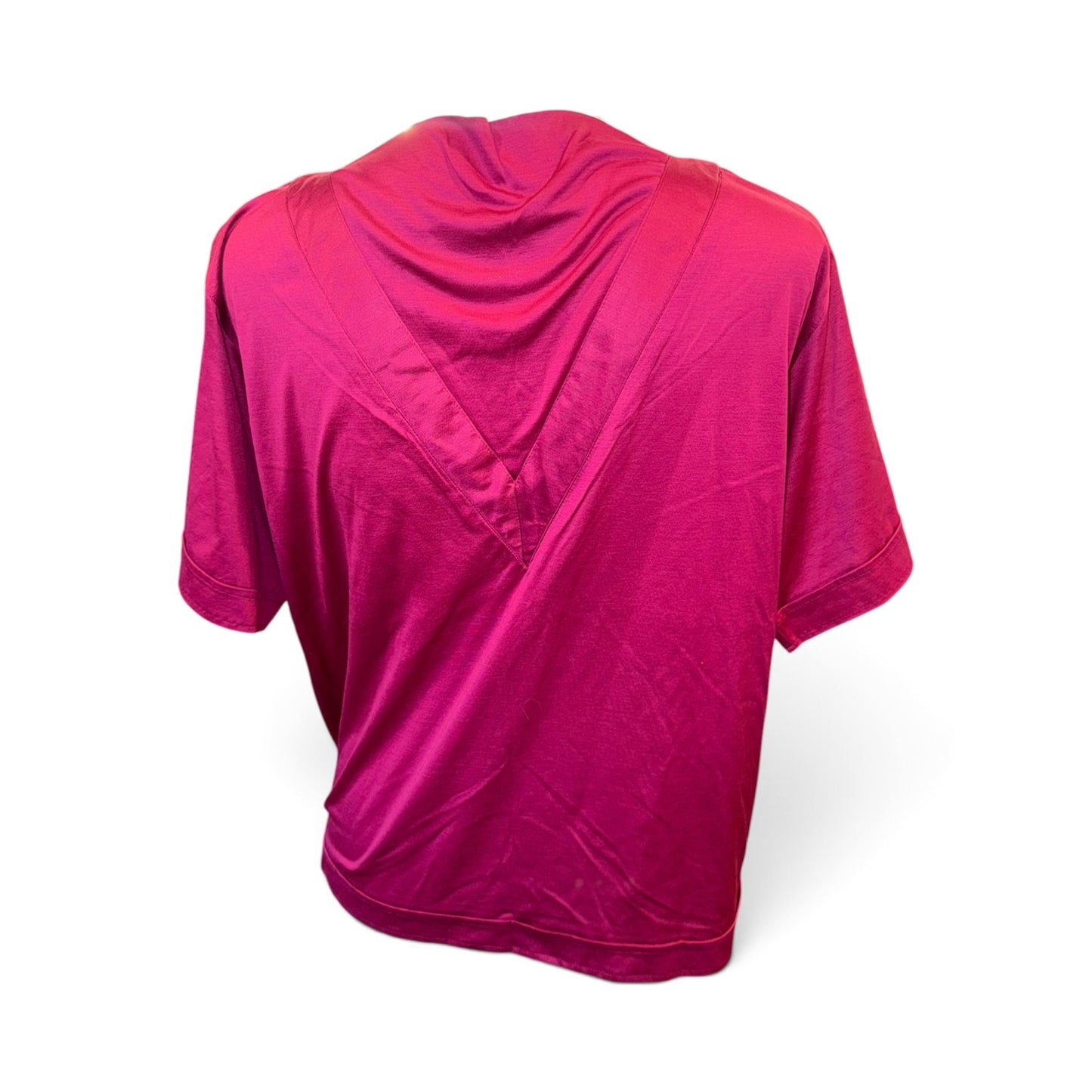 Christian Dior Womens Fuchsia Draped Neck Short-Sleeve Top Size M