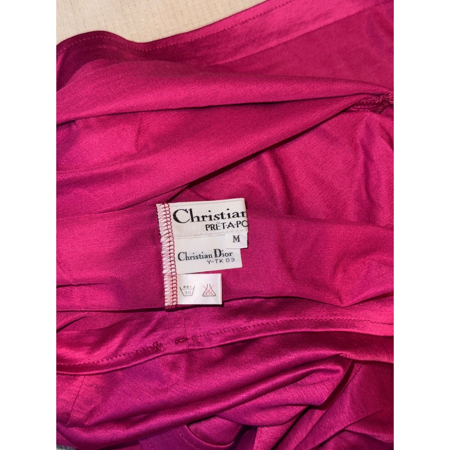 Christian Dior Womens Fuchsia Draped Neck Short-Sleeve Top Size M