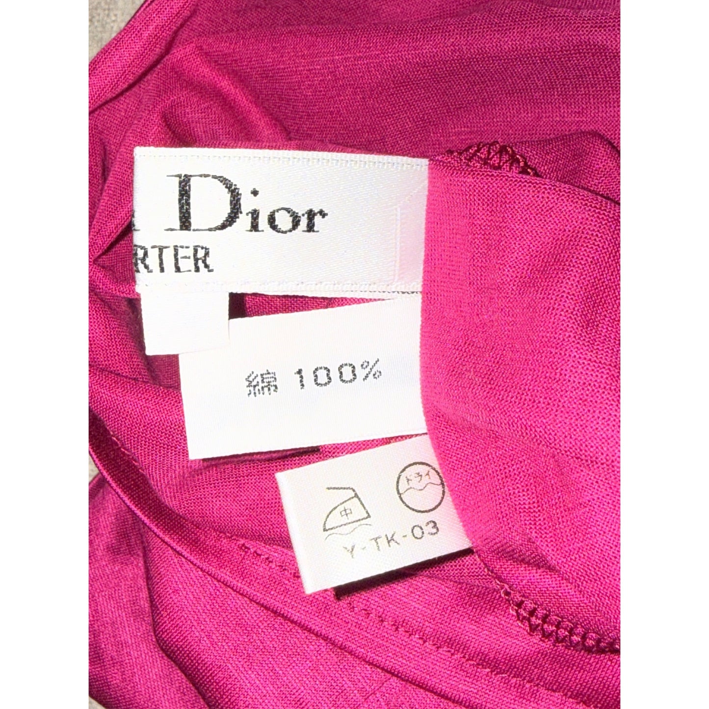 Christian Dior Womens Fuchsia Draped Neck Short-Sleeve Top Size M