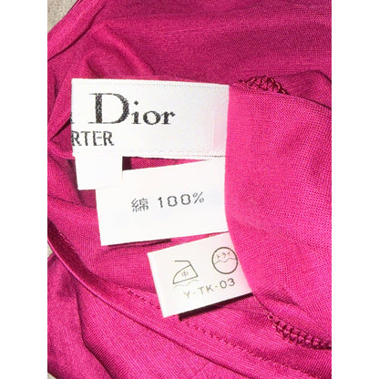Christian Dior Womens Fuchsia Draped Neck Short-Sleeve Top Size M