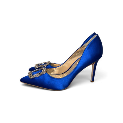 Badgley Mischka Cher II Blue Satin Heels, 6.5
