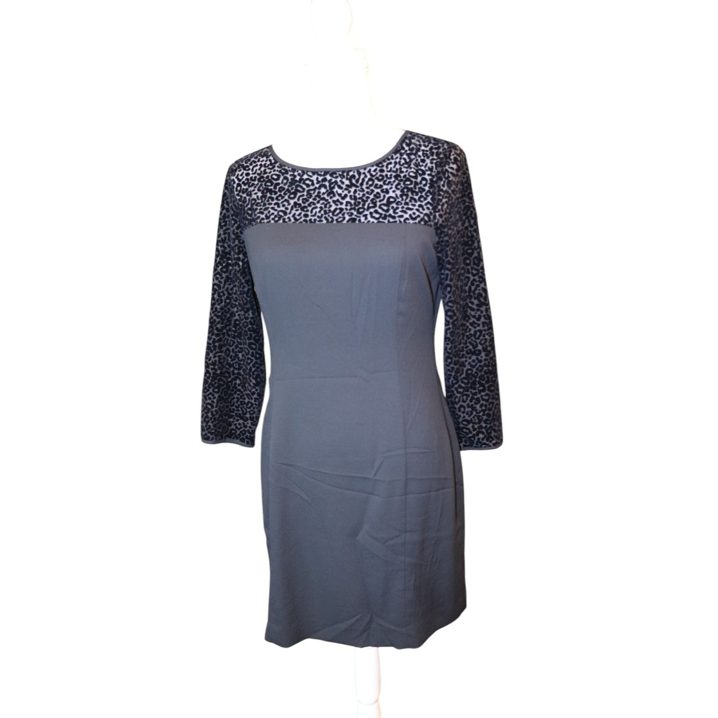 Armani Jeans Black Leopard Print Dress With 3/4 Sleeves, Size 42/US 6 NWT