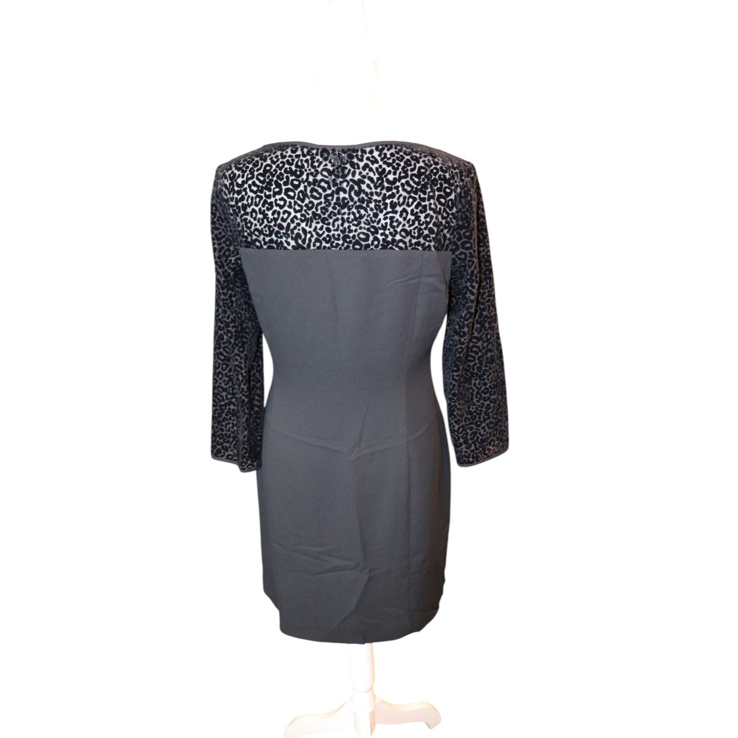 Armani Jeans Black Leopard Print Dress With 3/4 Sleeves, Size 42/US 6 NWT