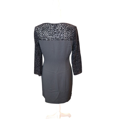 Armani Jeans Black Leopard Print Dress With 3/4 Sleeves, Size 42/US 6 NWT