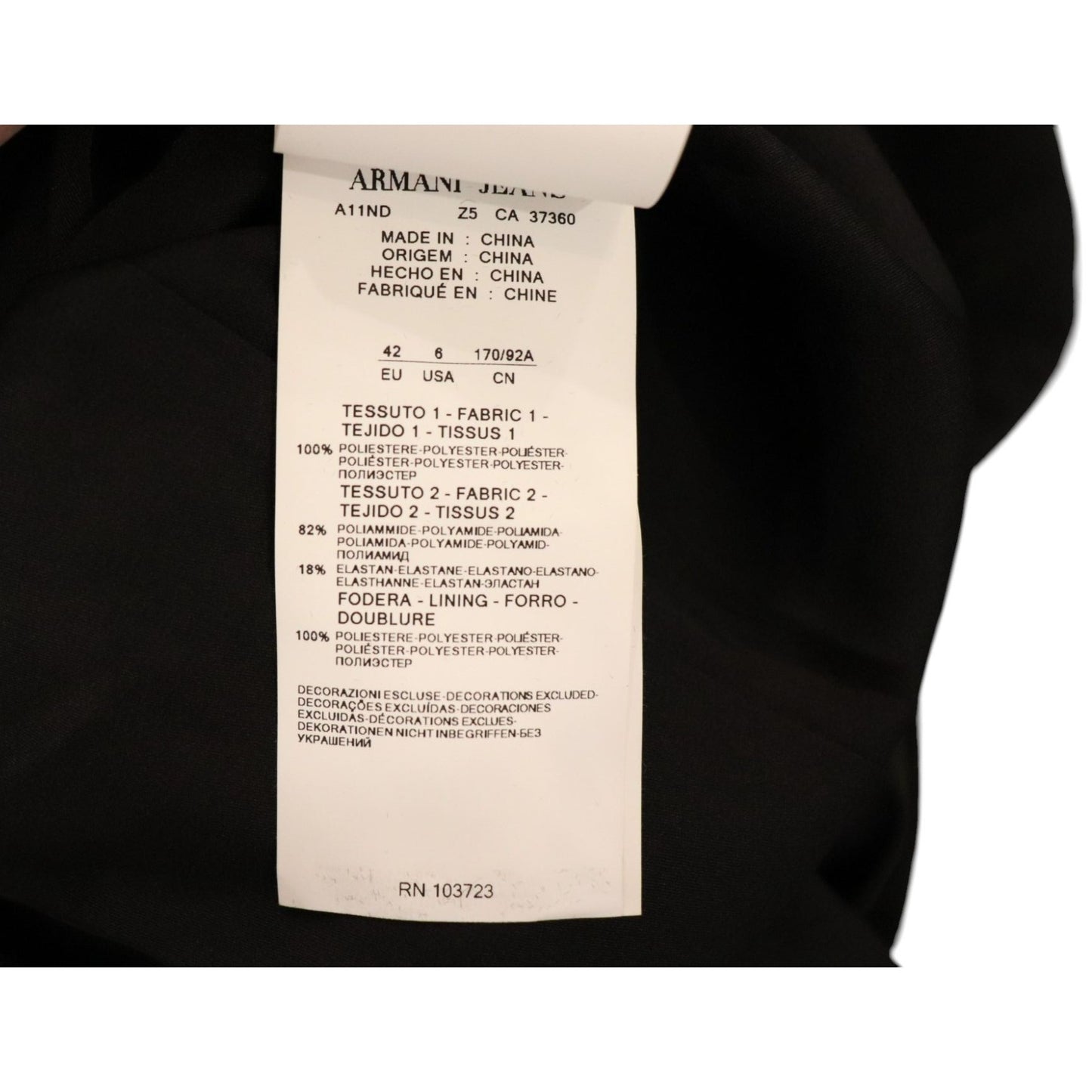 Armani Jeans Black Leopard Print Dress With 3/4 Sleeves, Size 42/US 6 NWT