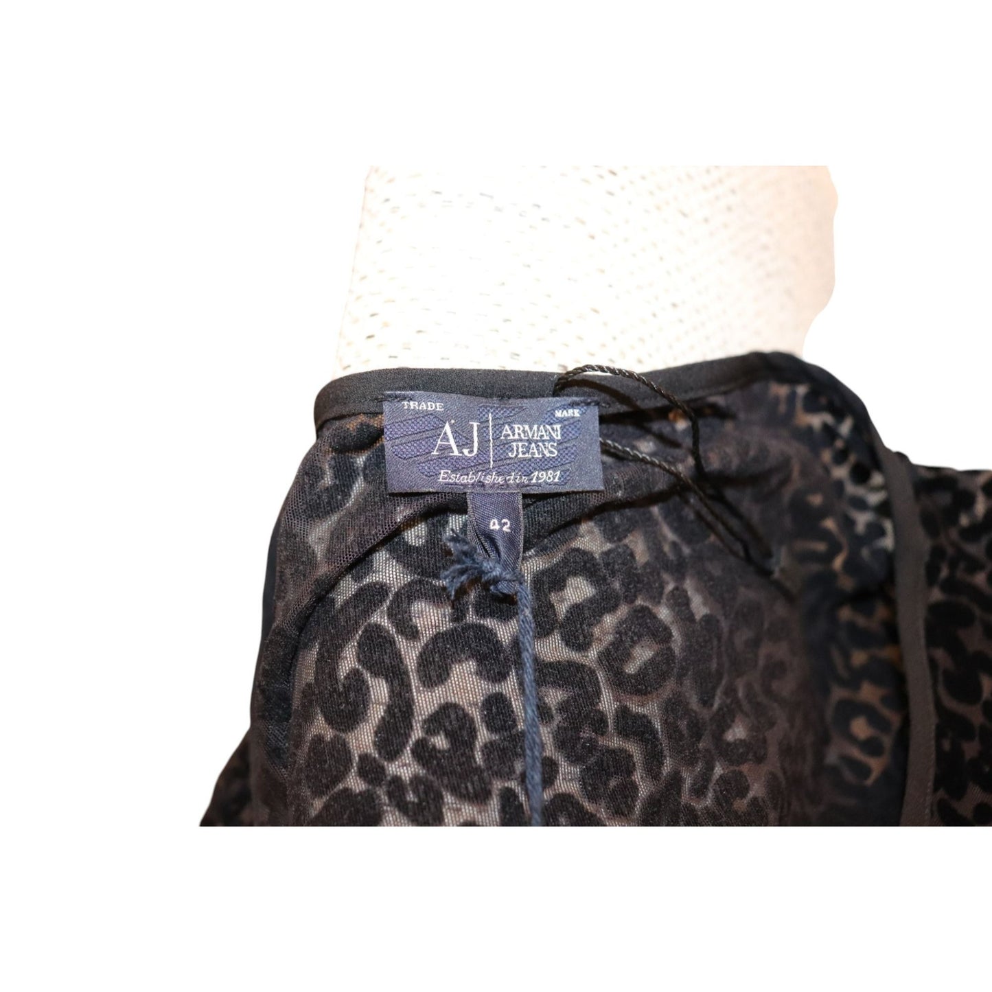 Armani Jeans Black Leopard Print Dress With 3/4 Sleeves, Size 42/US 6 NWT
