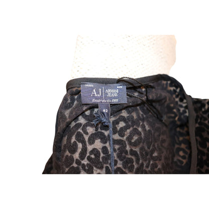 Armani Jeans Black Leopard Print Dress With 3/4 Sleeves, Size 42/US 6 NWT