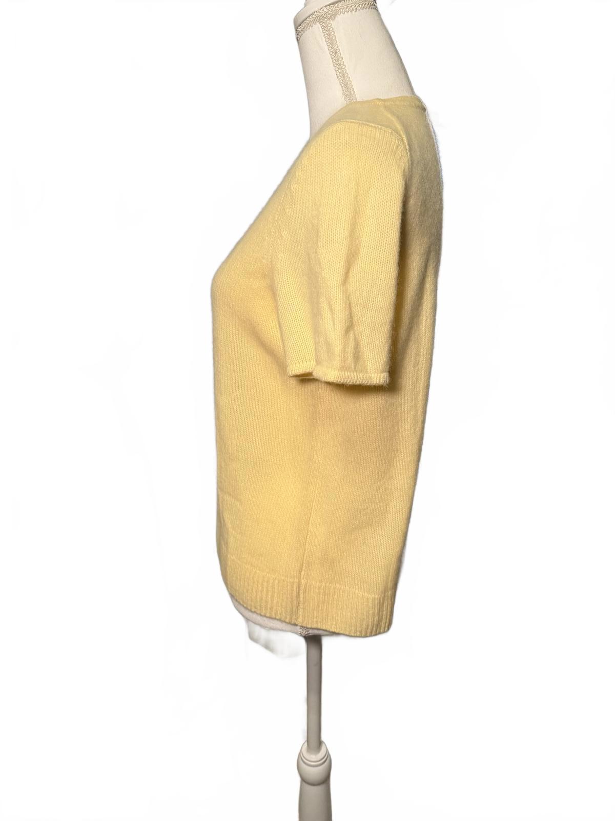 New Bloomingdale's Cashmere Short Sleeve Sweater - Yellow, Size L