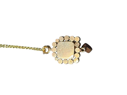 Vintage Gold Tone Necklace with Green Gemstone and Clear Crystal Accents