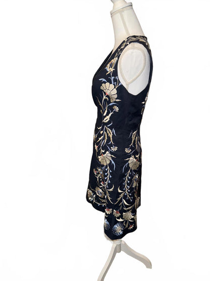 Navy Sleeveless Moulinette Soeurs Embroidered Dress, size 12