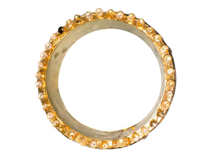 Hand-Painted Enamel Floral Gold Plated Bangle Bracelet