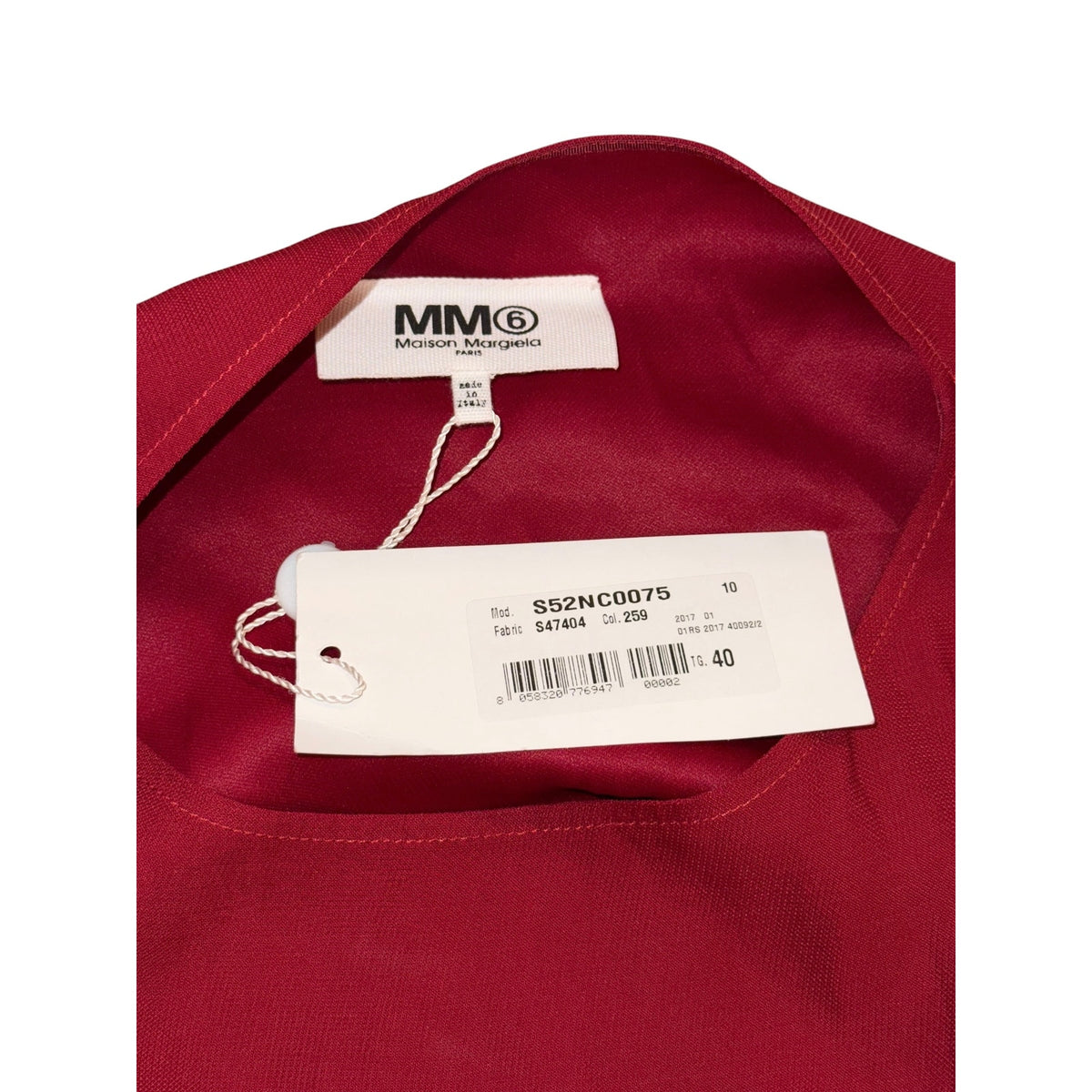 MM6 Maison Margiela Red Short-Sleeve Asymmetric Top, Size 40