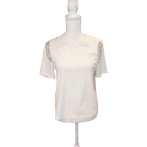 MILLY Avril Crystal Trim T-Shirt, Tagged P