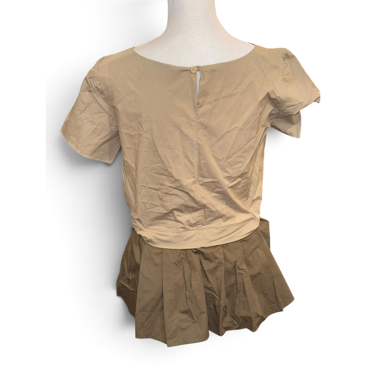 Etro Khaki and Olive Colorblock Cotton-Blend Peplum Top, Size 42