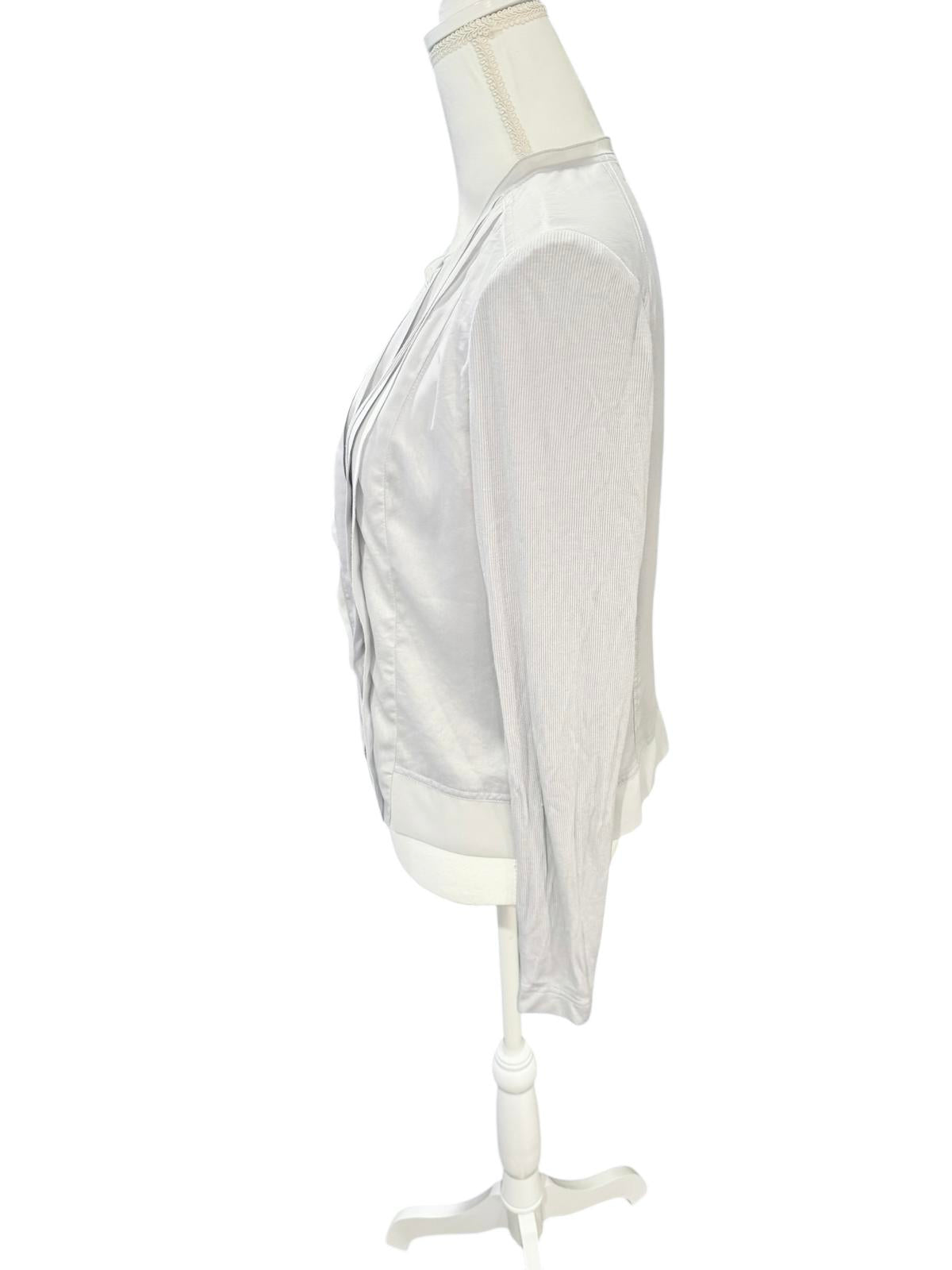 Vintage Cache Long Sleeve Gray Pleated Light Cardigan, size 14