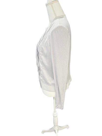 Vintage Cache Long Sleeve Gray Pleated Light Cardigan, size 14