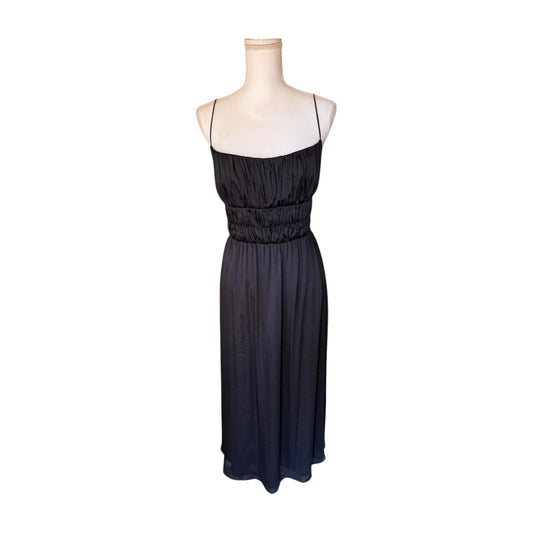 Lela Rose Black Ruched Bodice Midi Dress, Size 12 (NWT)