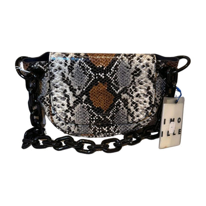 New Simon Miller Mini Faux Snakeskin Crossbody Bag – Black Chain Strap