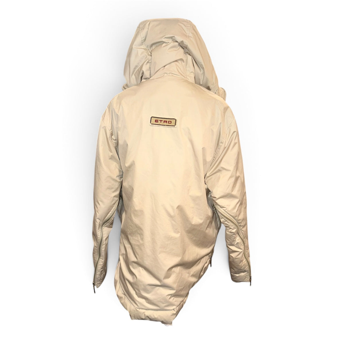 Etro Beige Hooded Quilted Jacket With Striped Lining Large