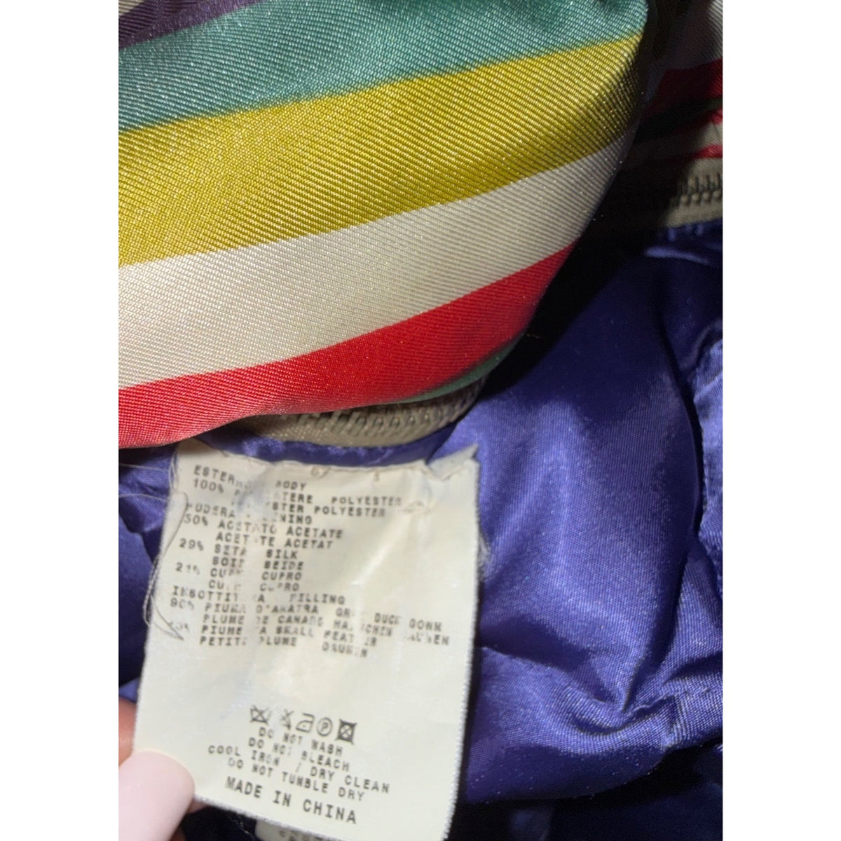 Etro Beige Hooded Quilted Jacket With Striped Lining Large