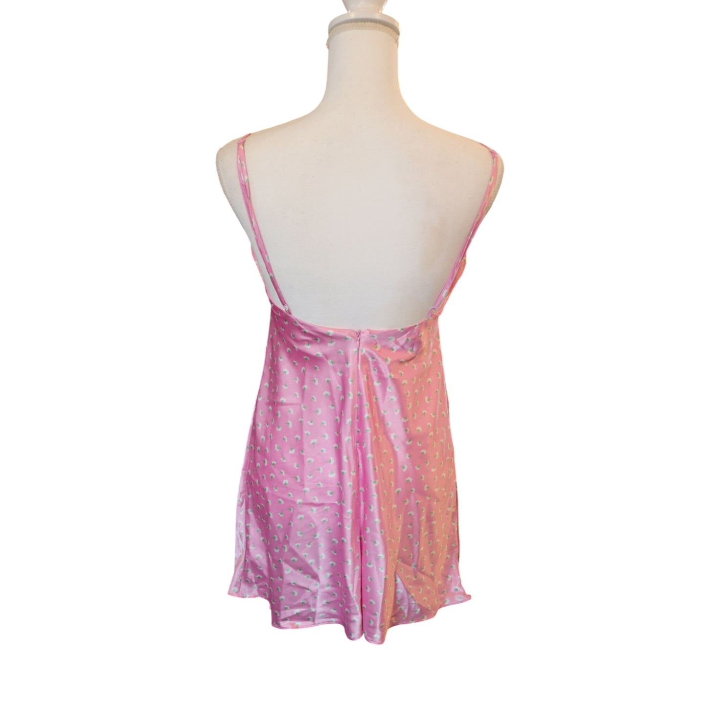 Zara Pink Satin Slip Floral Dress, Small NWOT
