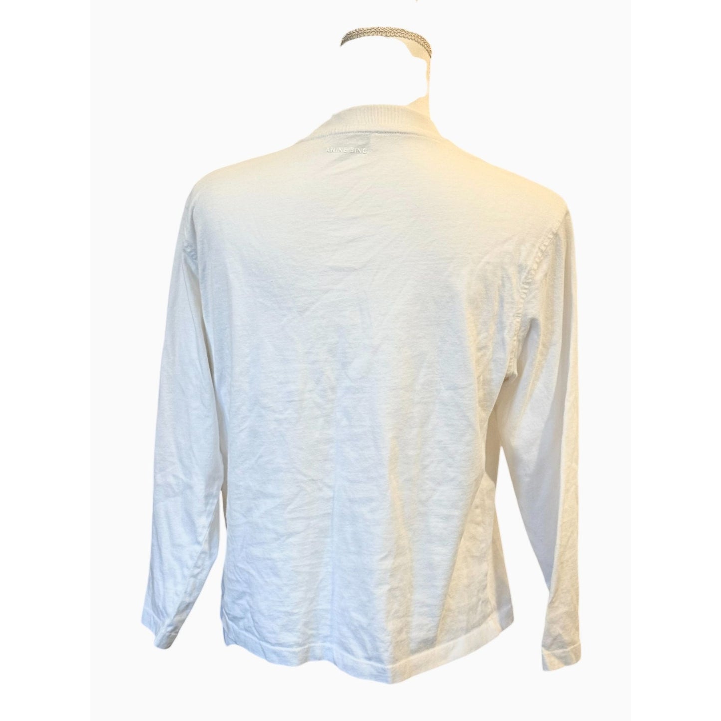 Anine Bing Womens White Long-Sleeve Cotton Top, Medium
