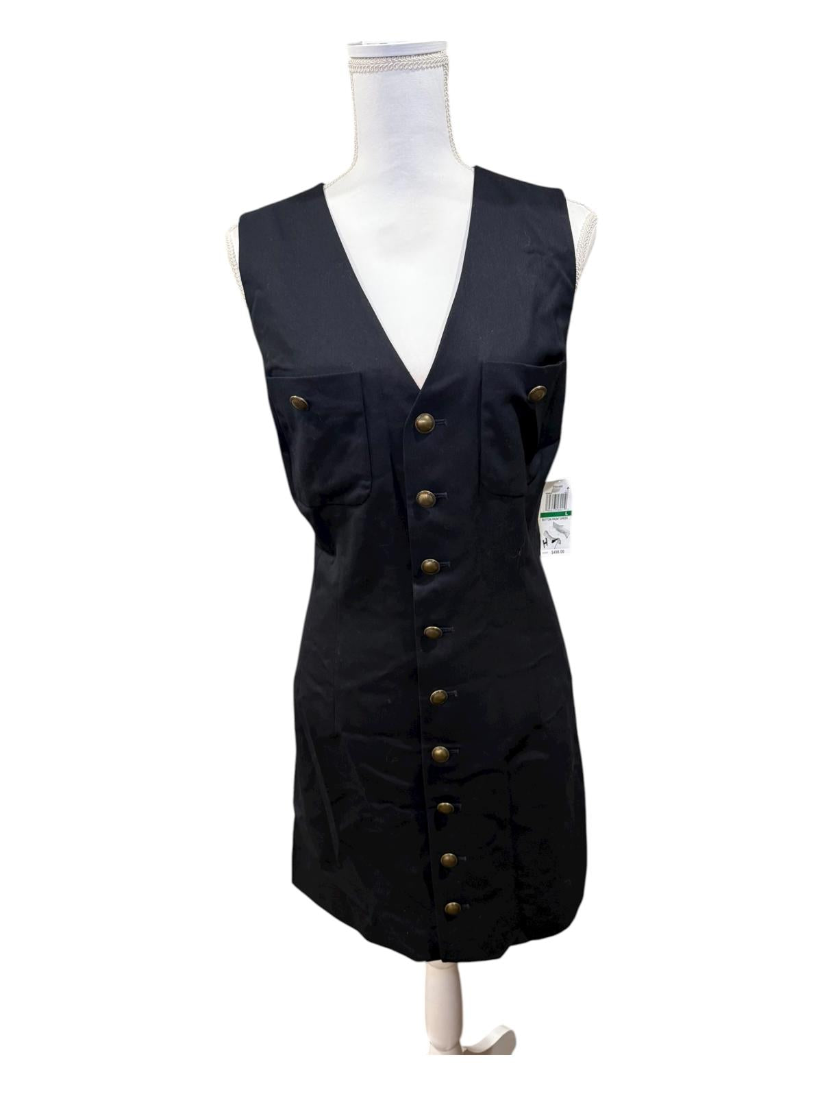 New FRAME Navy Sleeveless Mini Dress with Button Front, Large