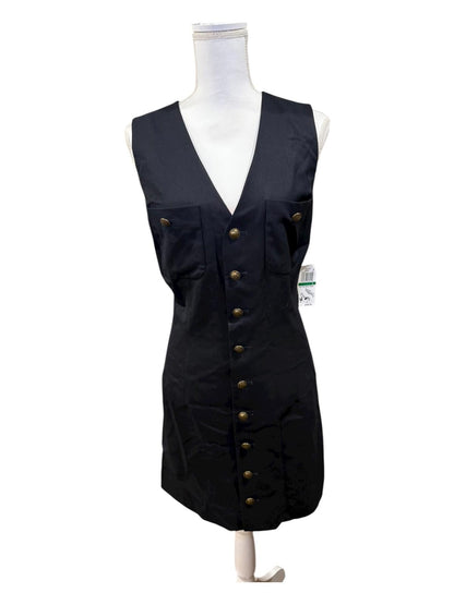 New FRAME Navy Sleeveless Mini Dress with Button Front, Large