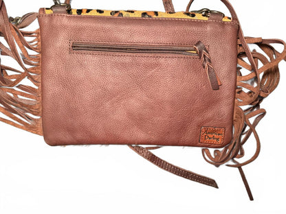 American Darling Envelope Hand Tooled Hair On Leather Crossbody Bag