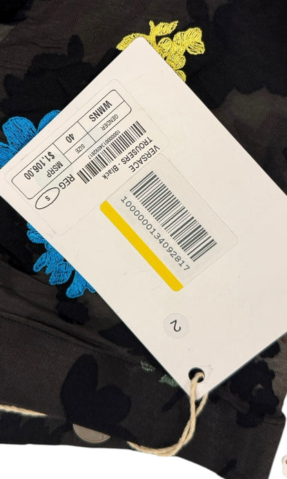 New Versace Flowers Black Stampa Ricamato Pantyhose