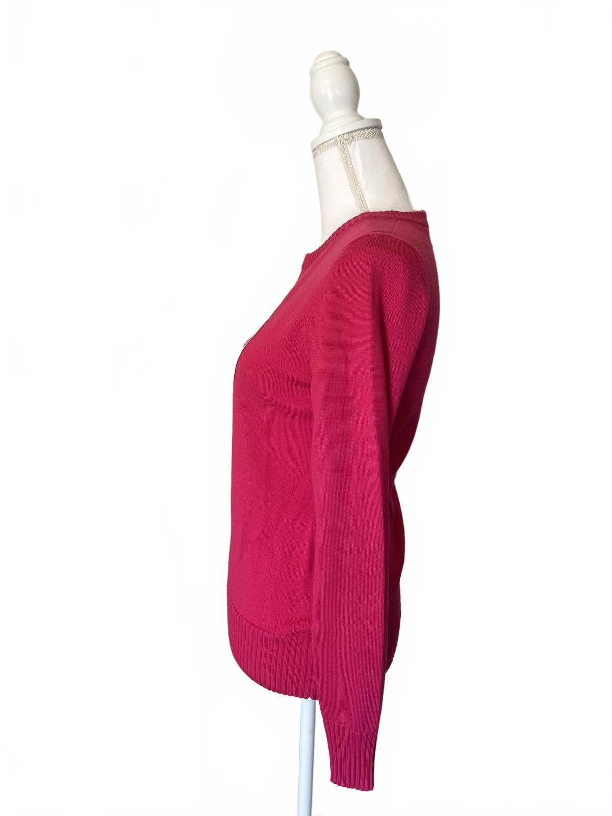 Tory Burch Women's Pink Sweater with Gold Logo, Small