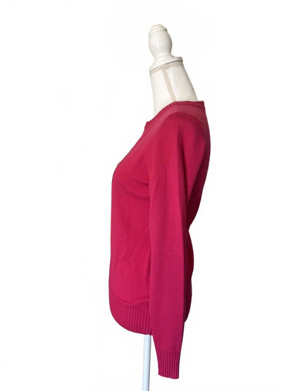 Tory Burch Women's Pink Sweater with Gold Logo, Small