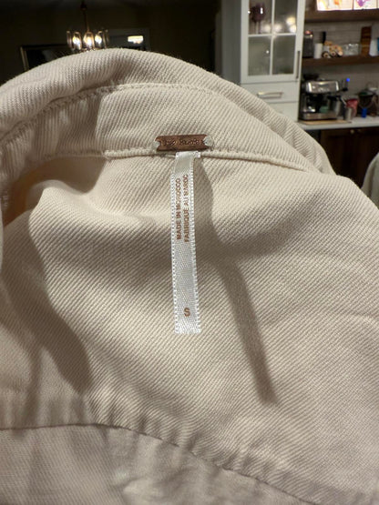 Free People We the Free Tiered Utility Shirt Dress – Size Small (Ivory)