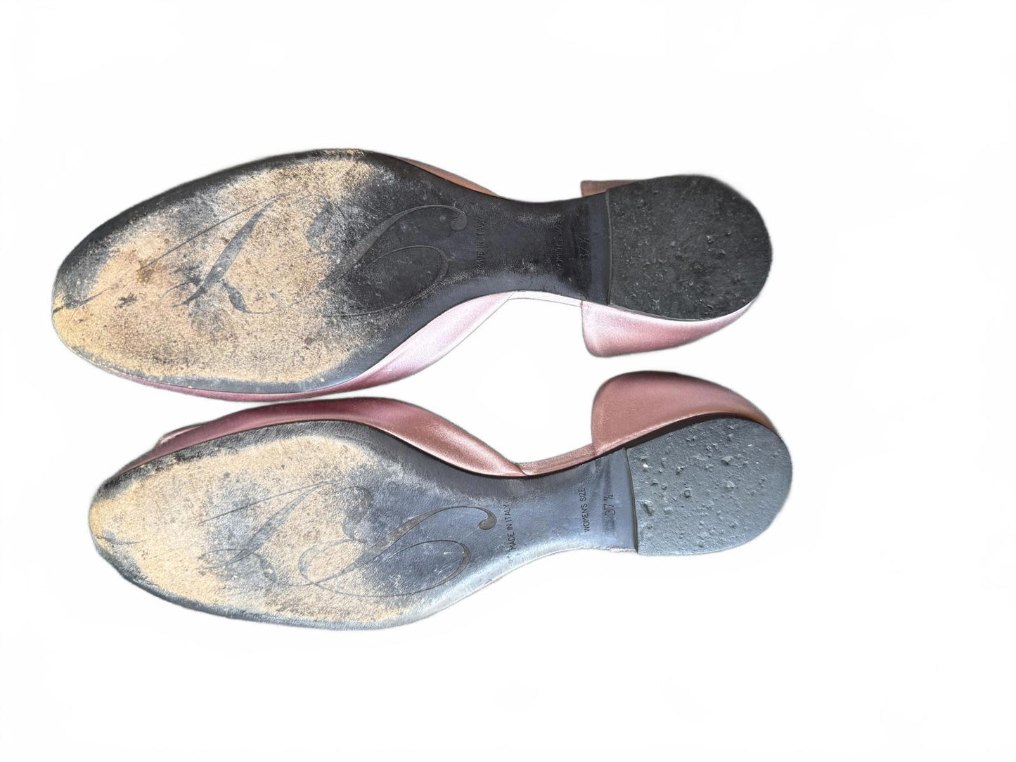 Roger Vivier Pink Satin Flats with Crystal Buckle, EU 37.5