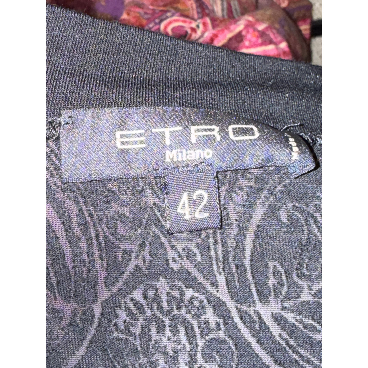 Etro Black Paisley-Detail Cotton-Blend Long-Sleeve Top, Size 42