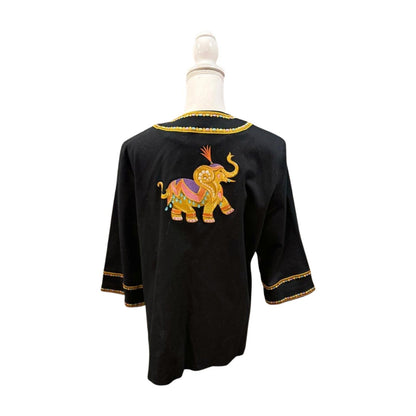 Bob Mackie Vintage Wearable Art Embroidered Elephant Jacket, Size L