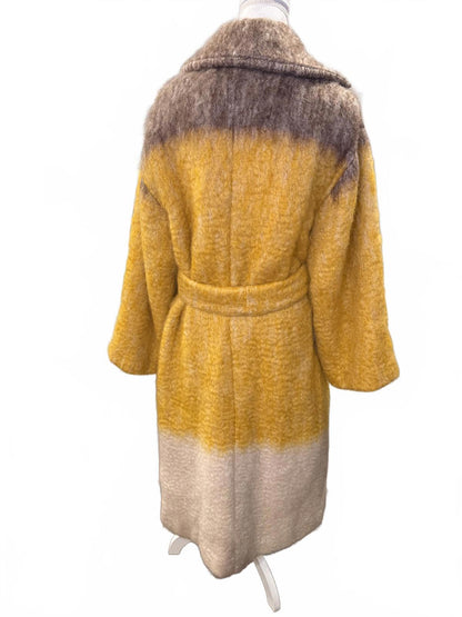 Jil Sander Color Block Long Wool Blend Coat with Belt, Small (oversized) NWT
