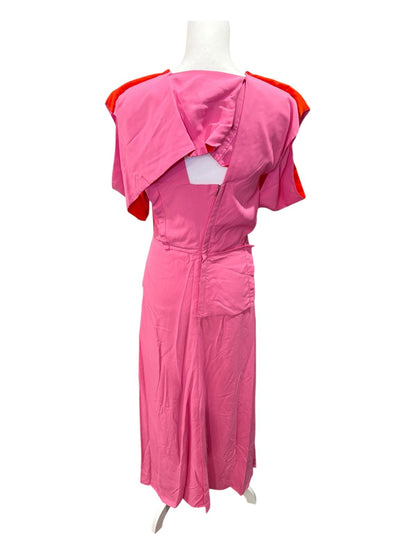 New Bottega Veneta Two-Tone Barbie Pink Cut-Out Midi Dress, US 2/IT 38