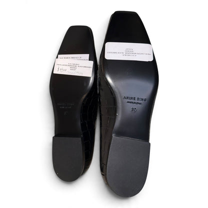 Anine Bing Freya Loafers Black Croc Embossed Leather, EU 37 New