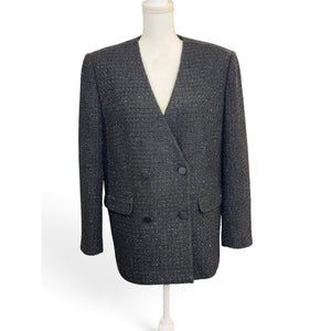 Anine Bing Dark Gray Textured Double-Breasted Blazer NWT