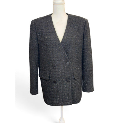Anine Bing Dark Gray Textured Double-Breasted Blazer NWT